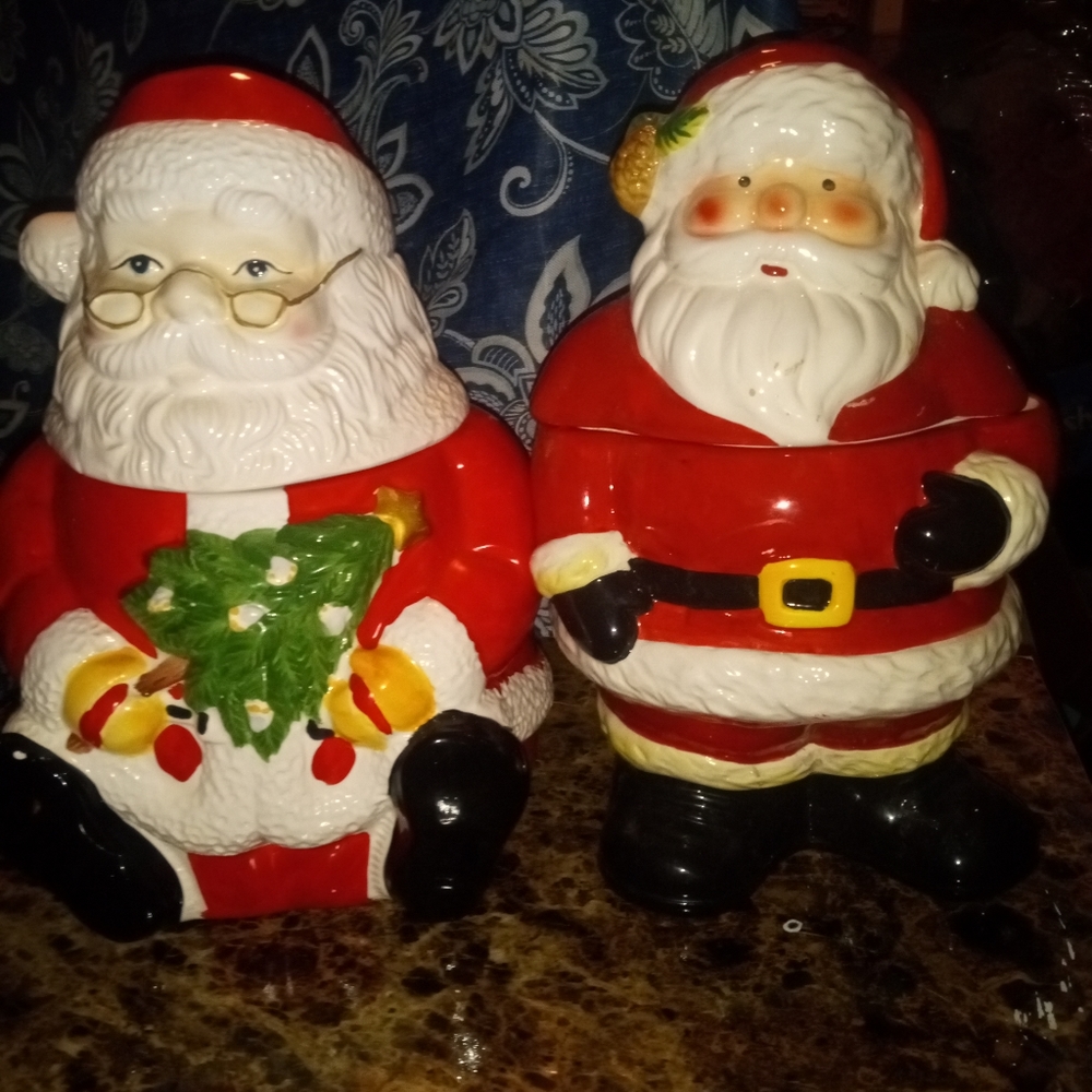 2 Christmas  Santa Cookie Jar